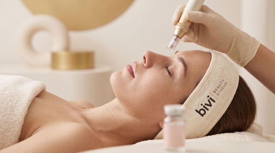 Facial microneedling with a dermapen at Bivi Beauty Studio
